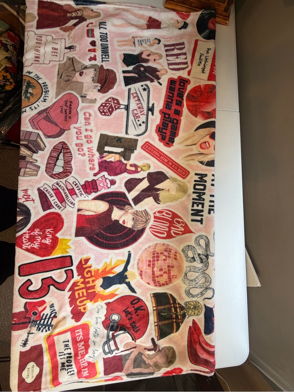 Custom Taylor Swift Eras Tour Albums Fleece Throw Blanket Swifties Red Decor - Picture 2 of 5